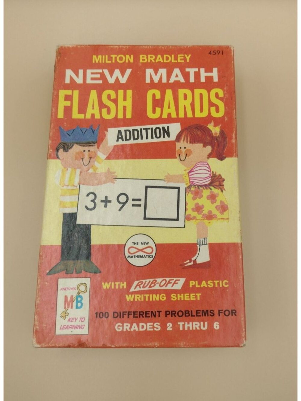 Vtg Milton Bradley New Math Flash Cards Addition Grades 2-6 Rub-Off Writing Shee